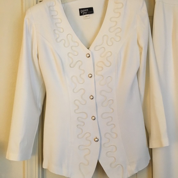 Vintage Dawn Joy Off White Blazer & Skirt Size 7-8 - Picture 2 of 6